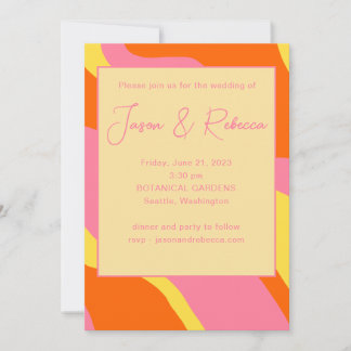 Invitation Mariage pas cher tout compris Groovy Coloré 70s