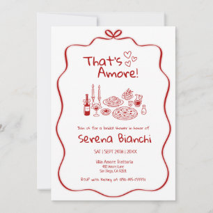 Invitation Mariage Pasta et Pizza Doodles à l'italienne Rouge