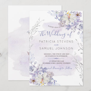 Invitation Mariage pastel bleu printemps aquarelle fleurit