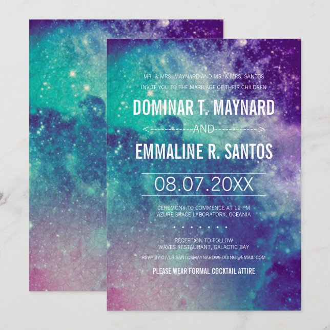 Invitation Mariage Pastel Galaxy Personnalisé Invite (Devant / Derrière)