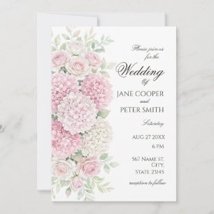 Invitation Mariage pastel hydrangeas et roses Budget