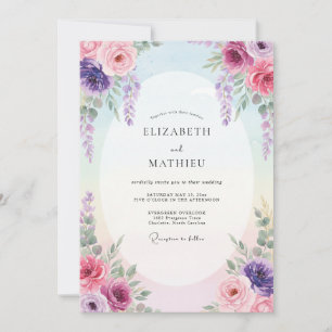 Invitation Mariage Pastel Magenta Wisteria