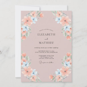 Invitation Mariage pastel mauve doux