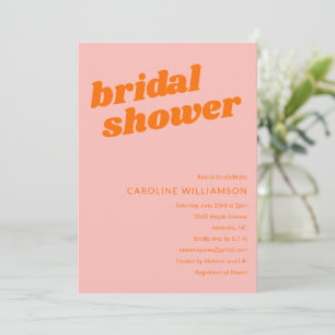 Invitation Mariage pastel rose orange moderne rétro 