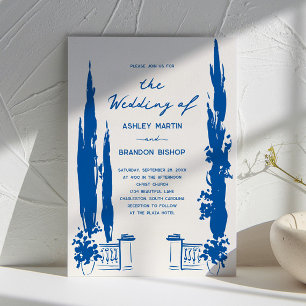 Invitation Mariage pastoral dans un jardin bleu français fant