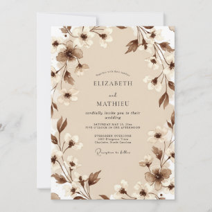 Invitation Mariage pastoral serein écru