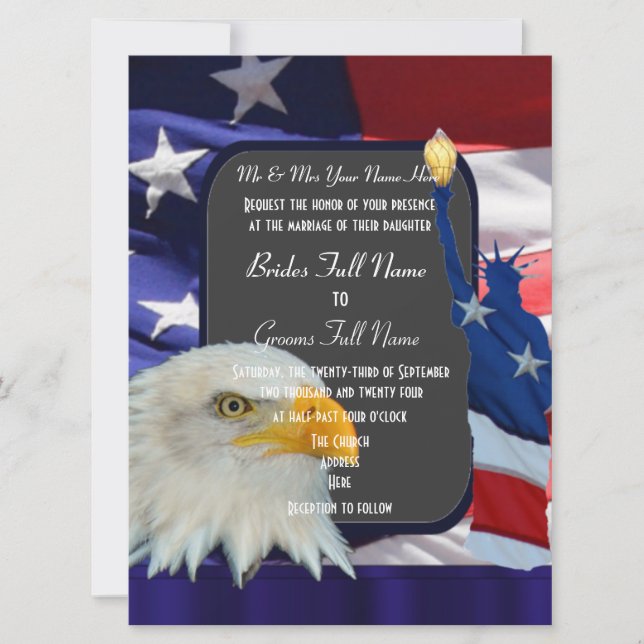 Invitation mariage patriotique américain (Devant)