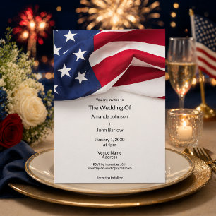 Invitation Mariage PATRIOTIQUE Drapeau Américain Militaire Ho