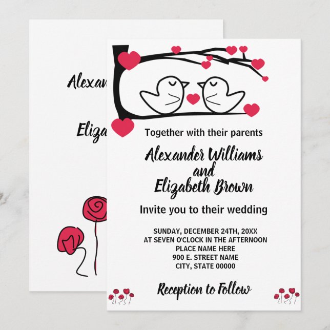 Invitation Mariage Pays Chic Inséparable (Devant / Derrière)