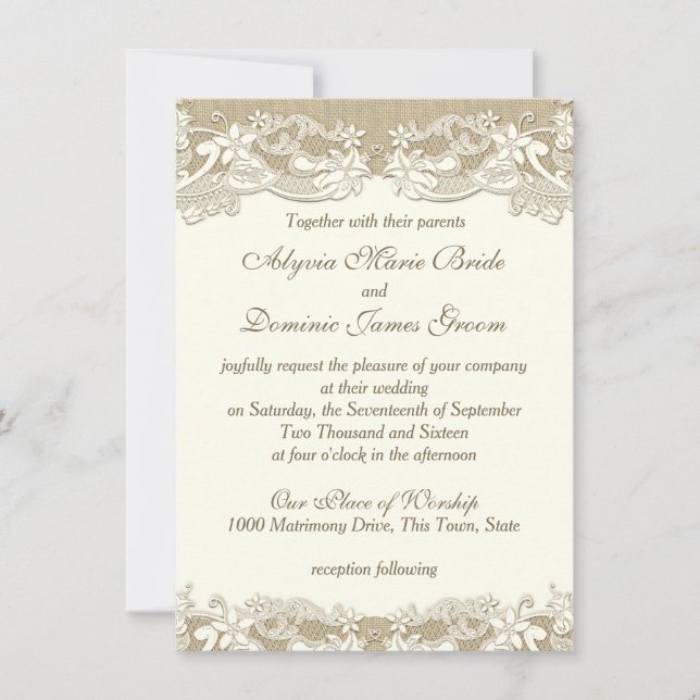 Invitation Mariage Pays Vintage élégant (Devant)