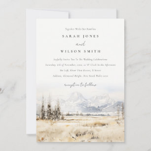 Invitation Mariage Paysage Aquarelle Jackson Hole Wyoming
