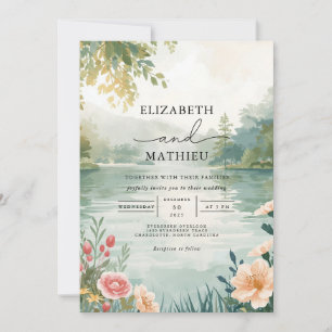 Invitation Mariage Paysage de Bois Éthéré au Bord de l'Eau
