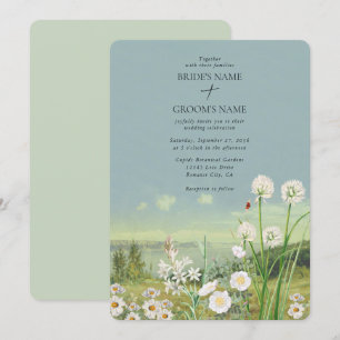 Invitation Mariage Paysage de montagne Fleur sauvage aquarell