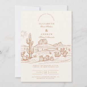 Invitation Mariage Paysage Désertique Boho Occidental de Cact