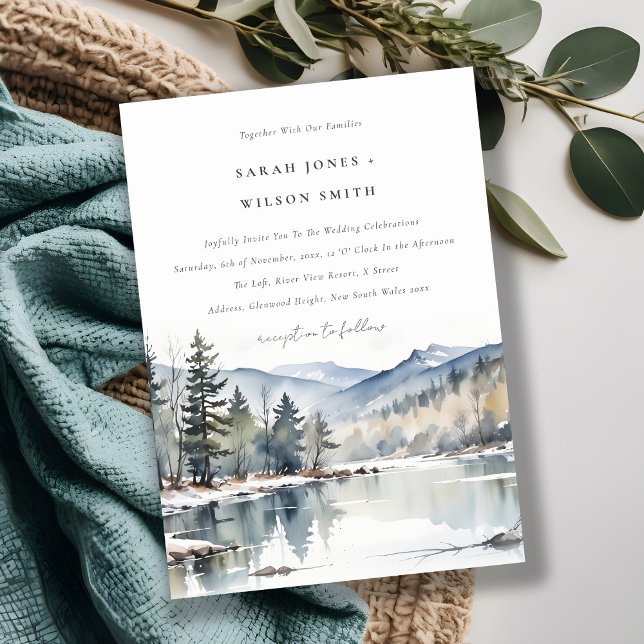 Invitation Mariage paysager du lac de la neige d'hiver (Créateur téléchargé)