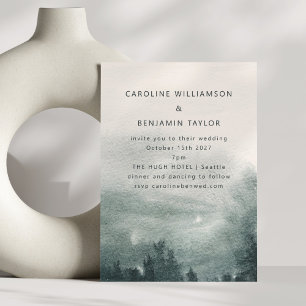 Invitation Mariage paysager vert de la forêt d'aquarelle Abst