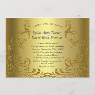 Invitation Mariage Peacock Abstrait Gold de luxe