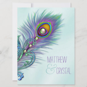 Invitation Mariage Peacock bleu pourpre et Turquoise