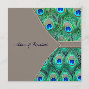 Invitation Mariage Peacock Brown et bleu