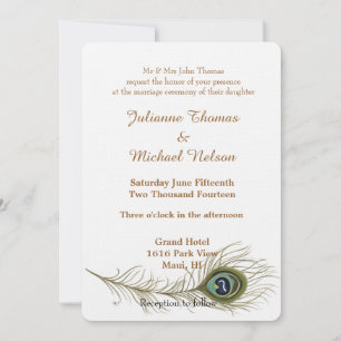 Invitation Mariage Peacock Feather