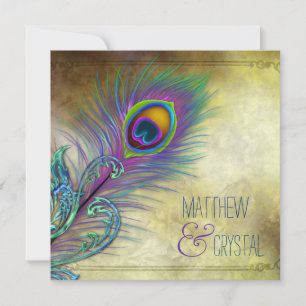 Invitation Mariage Peacock vintage