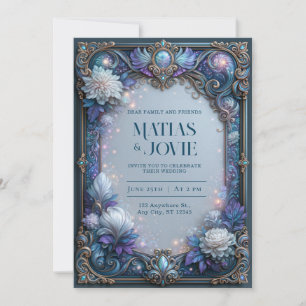 Invitation Mariage Pearl Bloom Filigrane Céleste