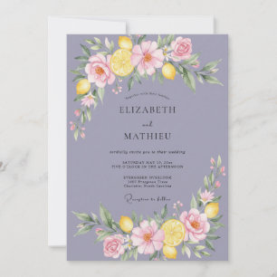 Invitation Mariage Peint à la Citron et Pervenche