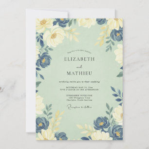Invitation Mariage Peint à la Crème de Bleuet