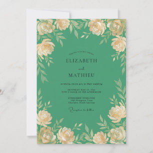 Invitation Mariage Peint à la Crème de Jade