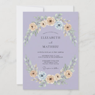 Invitation Mariage peint à la crème de pervenche