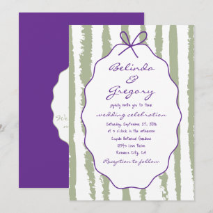 Invitation Mariage peint à la main avec des rayures fantaisis