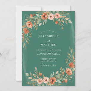 Invitation Mariage peint à la rouille émeraude