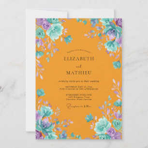 Invitation Mariage peint à la Tangerine Turquoise