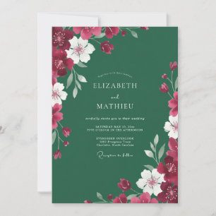 Invitation Mariage peint à la vigne émeraude