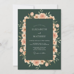 Invitation Mariage peint à l'abricot émeraude