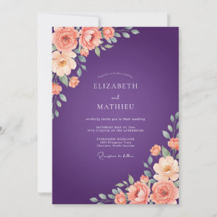 Invitation Mariage peint à l'abricot violet