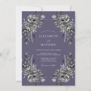 Invitation Mariage Peint à l'Améthyste Argenté