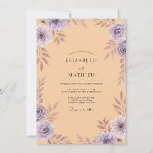 Invitation Mariage peint à l'améthyste d'abricot