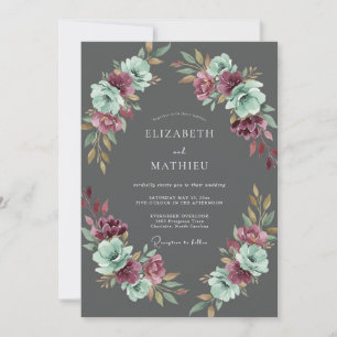 Invitation Mariage peint à l'améthyste et au charbon