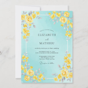 Invitation Mariage Peint à l'Aquarelle Citron