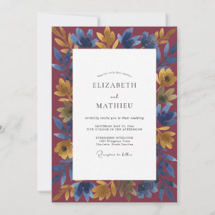 Invitation Mariage peint à l'indigo de Bourgogne