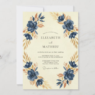 Invitation Mariage Peint à l'Ocre Indigo