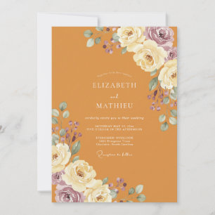 Invitation Mariage peint ambre lavande