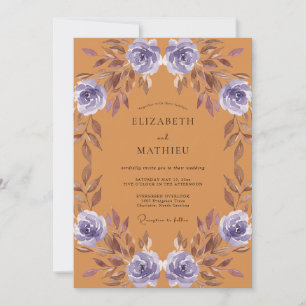 Invitation Mariage Peint Ambre Violet