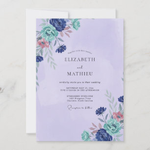 Invitation Mariage peint Améthyste et sarcelle