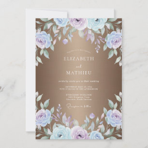 Invitation Mariage peint au bronze et au pervenche