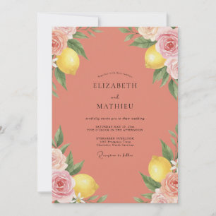 Invitation Mariage Peint au Corail Citron