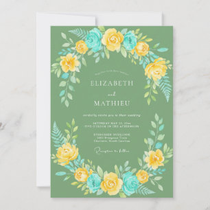 Invitation Mariage Peint au Cyan Moutarde