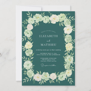 Invitation Mariage peint au Jade foncé