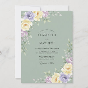 Invitation Mariage Peint au Lilas Beurre
